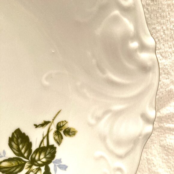 VINTAGE Royal Kent Poland Fine China 13” Oval Serving Platter RKT8 Moss Rose - Picture 4 of 7